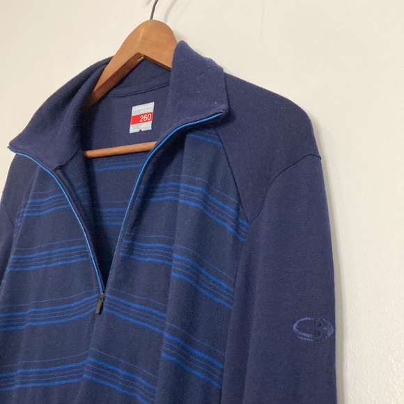 Icebreaker Shirt Mens Large Blue Merino Wool 260 Body Fit Long Sleeve Half Zip - Picture 6 of 12